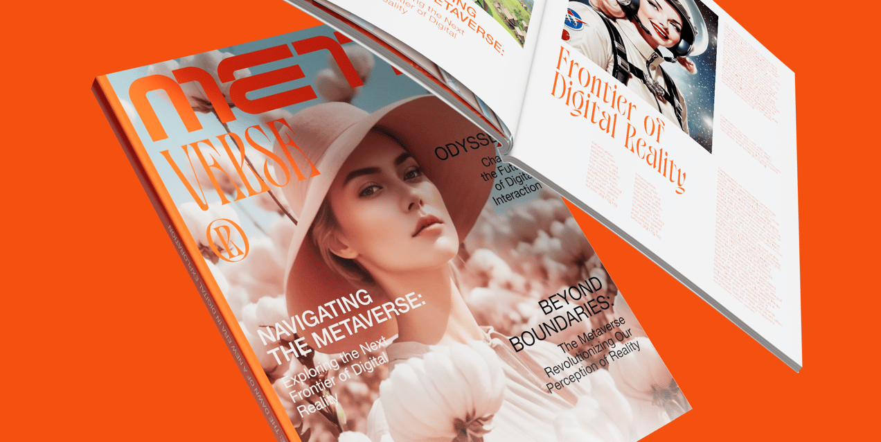 Magazine 3D mockup. Create presentations using Online Mockup Generator.