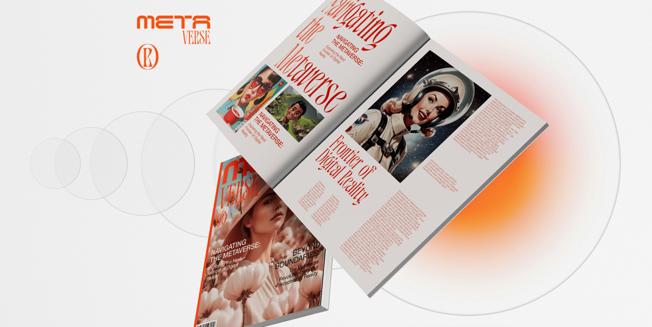 Magazine 3D mockup. Create presentations using Online Mockup Generator.