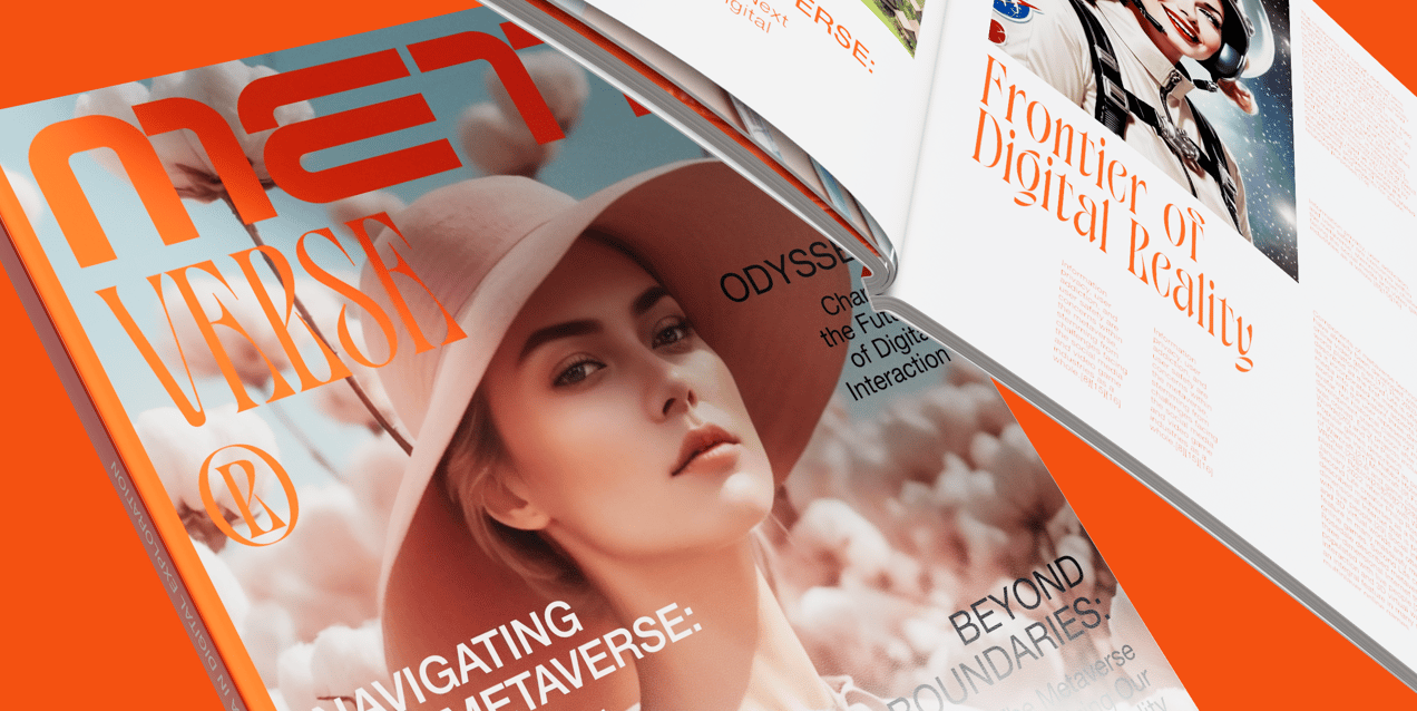 Magazine 3D mockup. Create presentations using Online Mockup Generator.