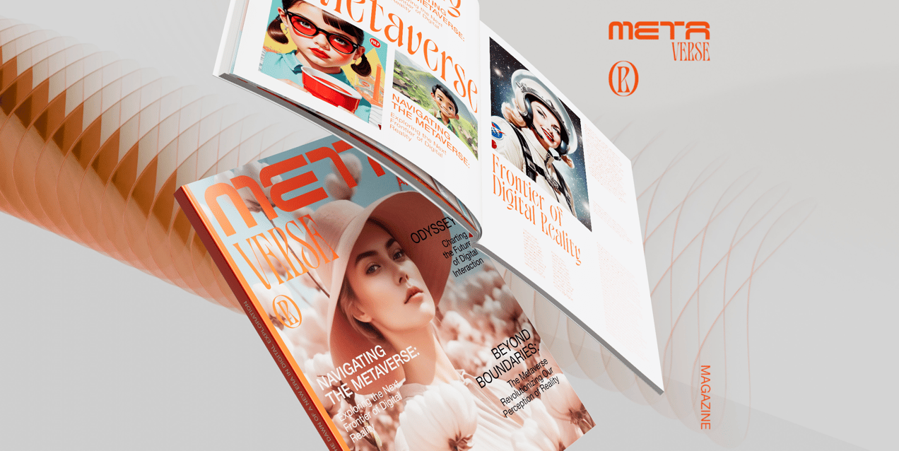Magazine 3D mockup. Create presentations using Online Mockup Generator.
