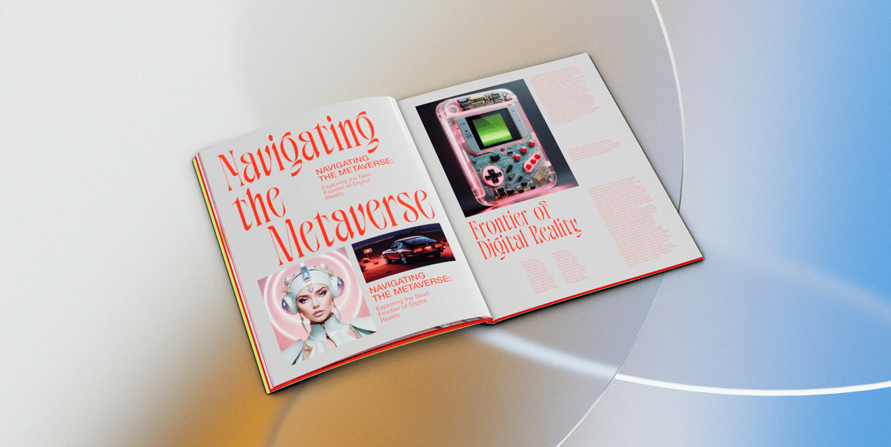 Magazine 3D mockup. Create presentations using Online Mockup Generator.