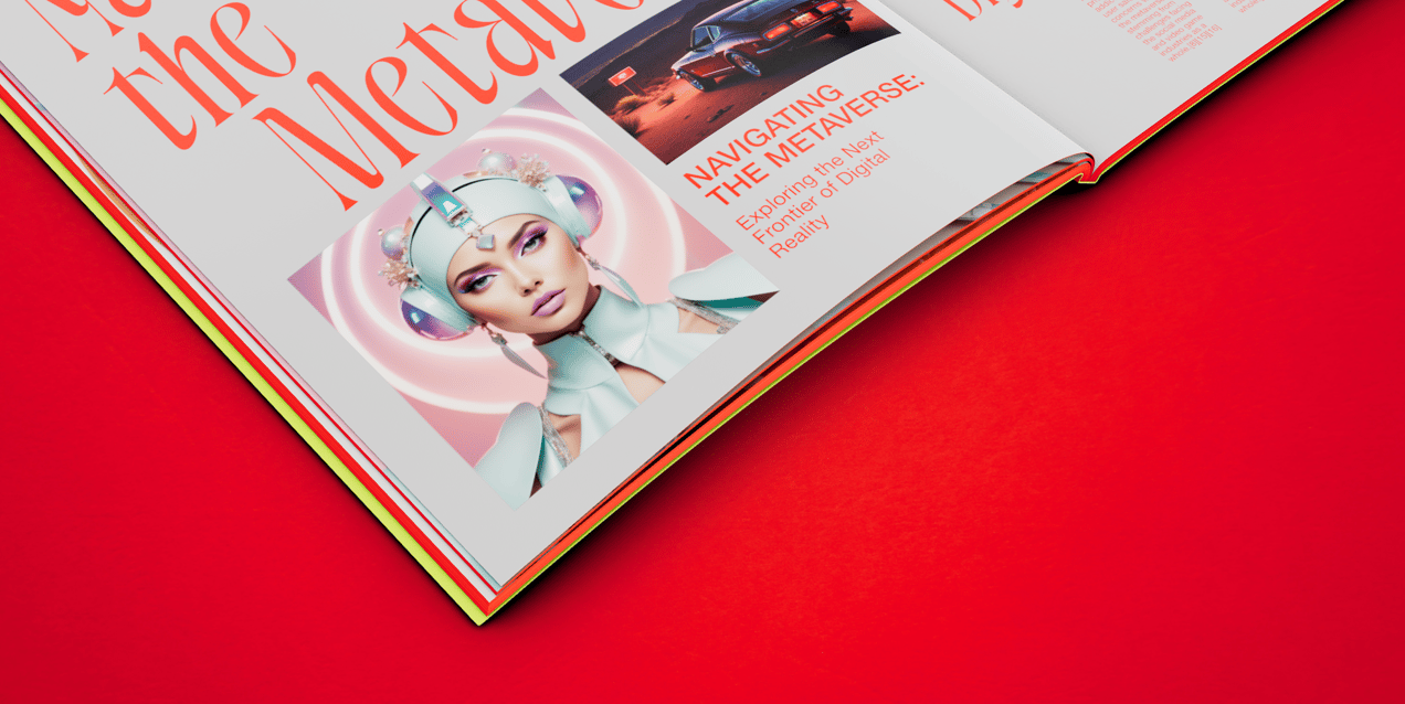 Magazine 3D mockup. Create presentations using Online Mockup Generator.
