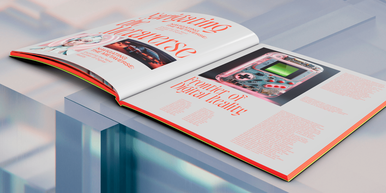 Magazine 3D mockup. Create presentations using Online Mockup Generator.