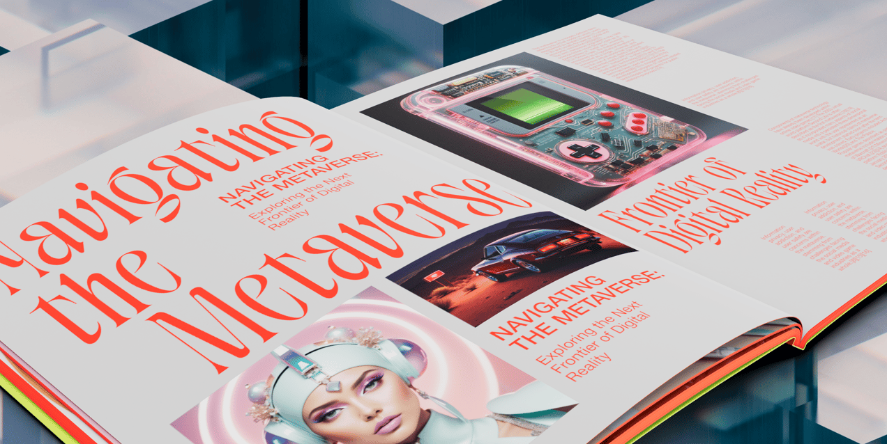 Magazine 3D mockup. Create presentations using Online Mockup Generator.