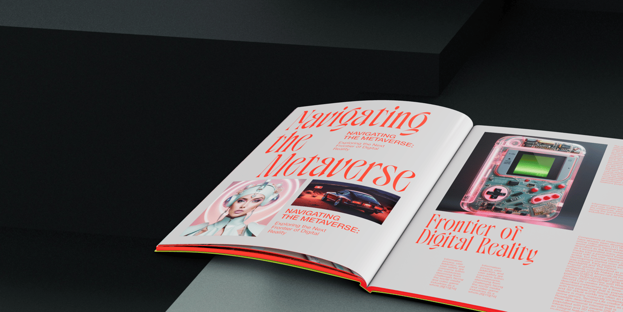 Magazine 3D mockup. Create presentations using Online Mockup Generator.