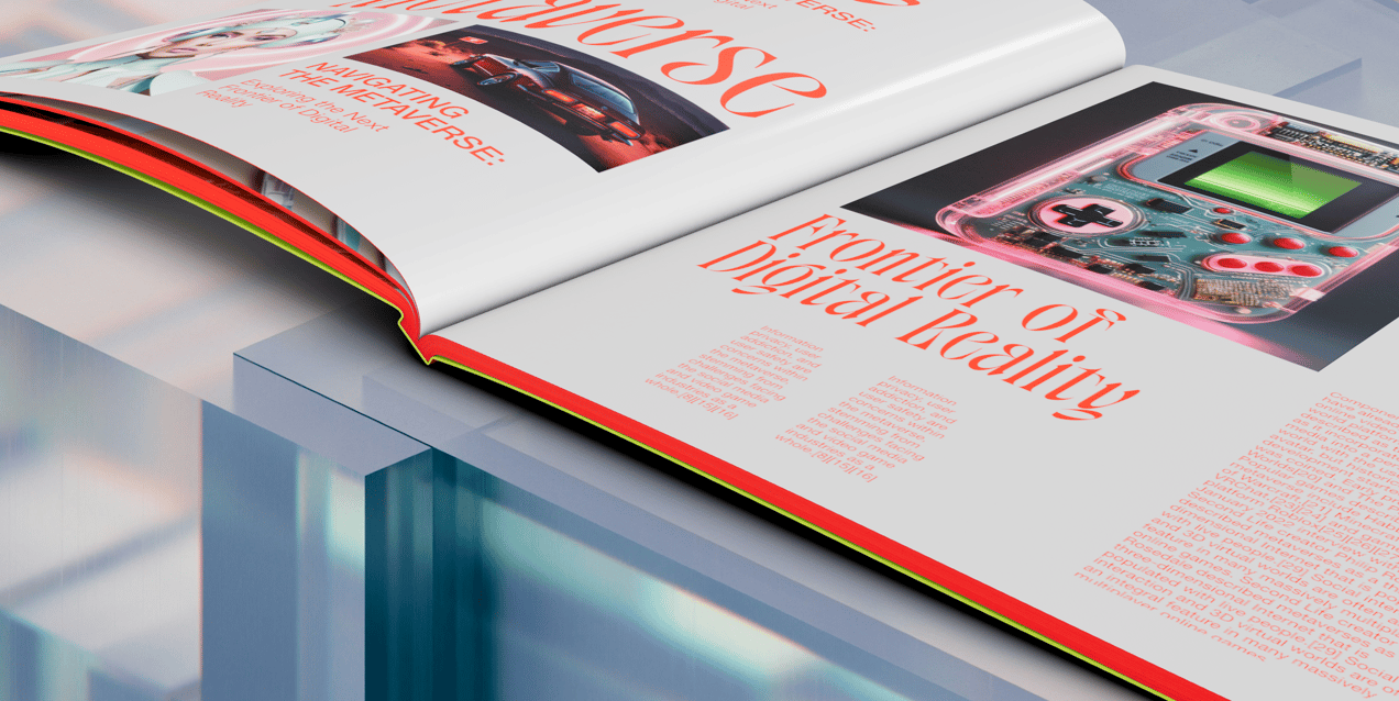 Magazine 3D mockup. Create presentations using Online Mockup Generator.