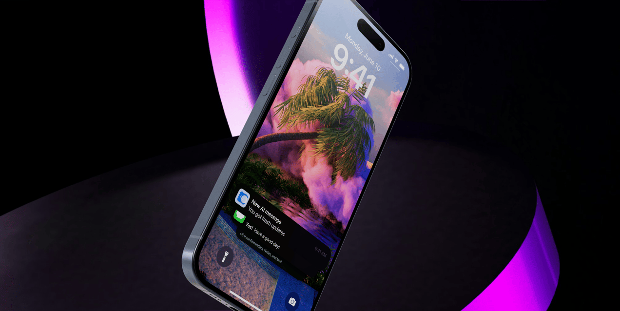 iPhone 15 Pro 3D mockup. Create presentations using Online Mockup Generator.