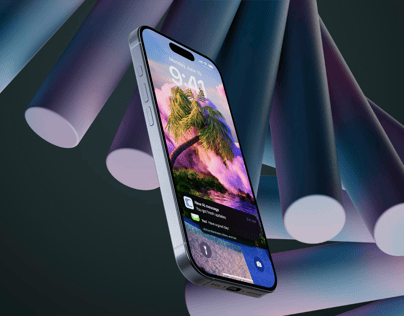 iPhone 15 Pro 3D mockup. Create presentations using Online Mockup Generator.