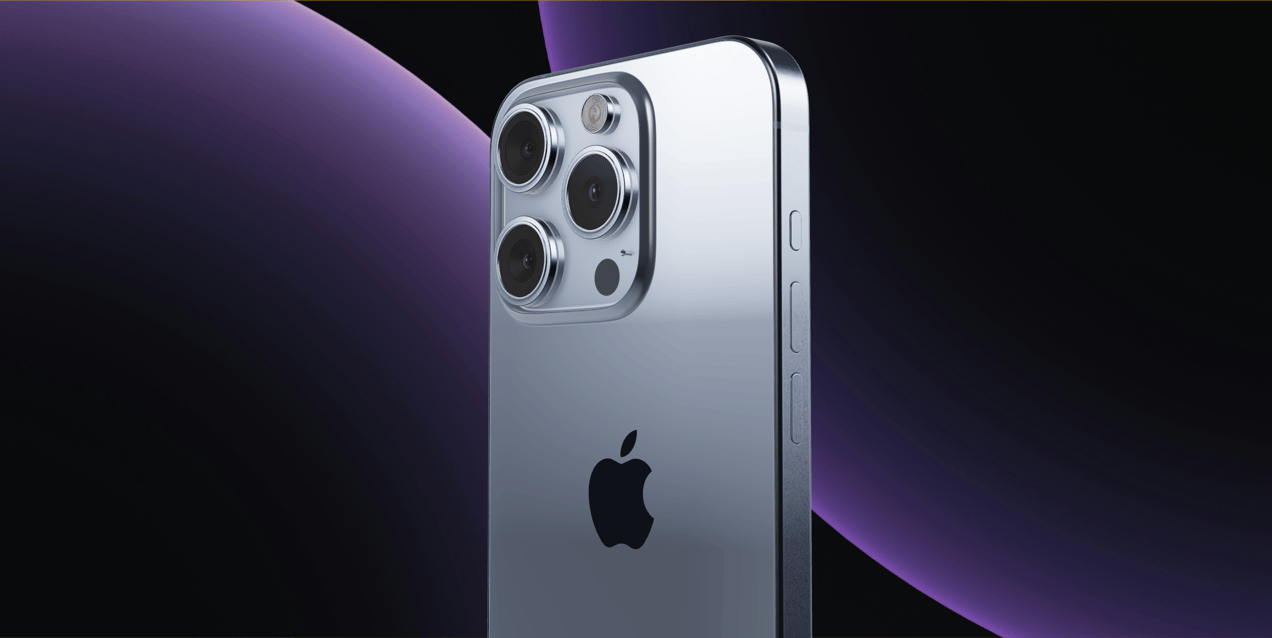 iPhone 15 Pro 3D mockup. Create presentations using Online Mockup Generator.