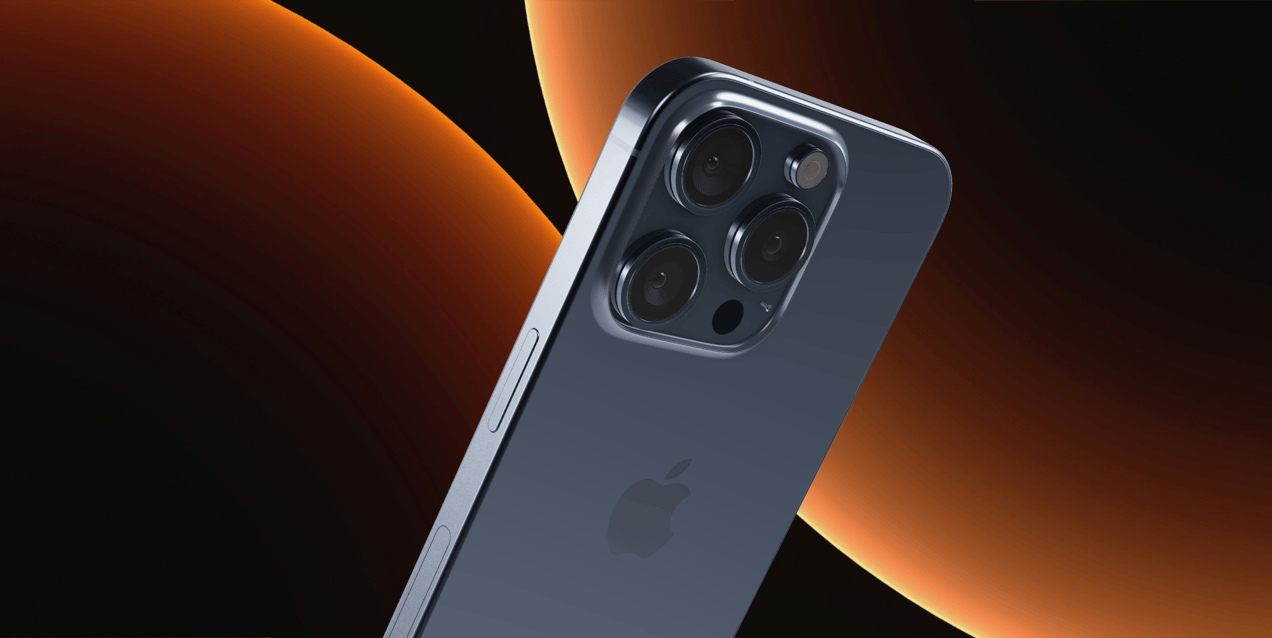 iPhone 15 Pro 3D mockup. Create presentations using Online Mockup Generator.