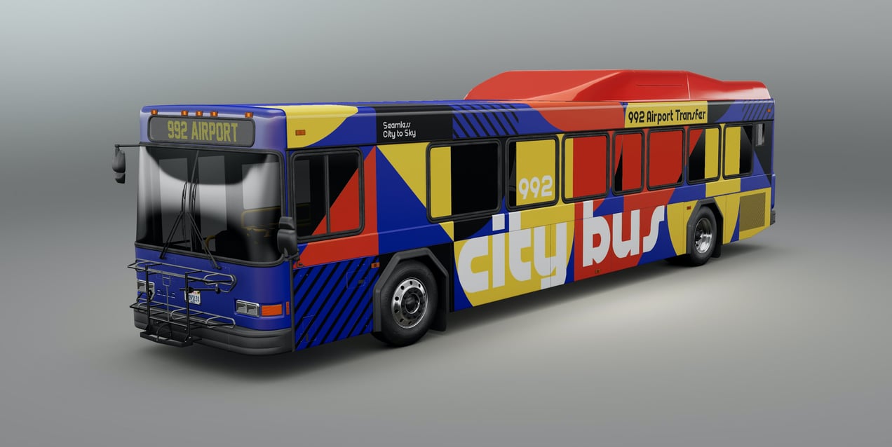 Free Bus 3D mockup. Create presentations using Online Mockup Generator.