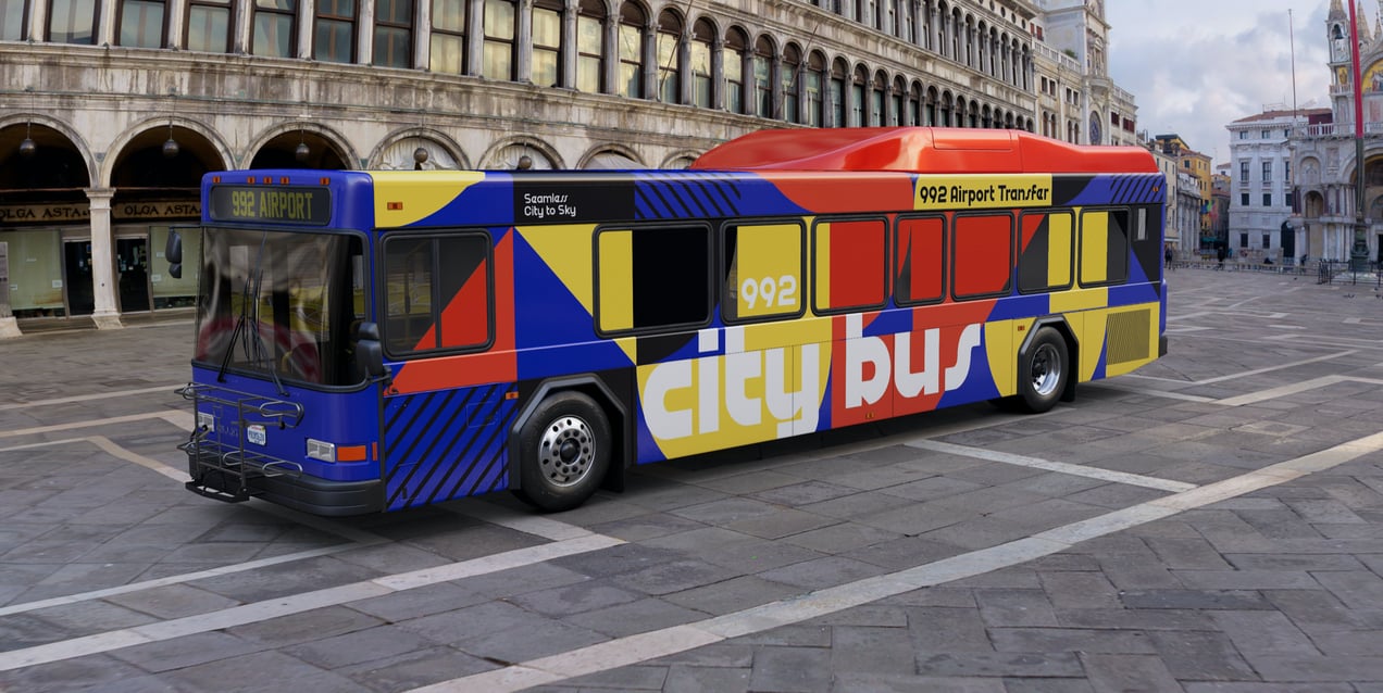 Free Bus 3D mockup. Create presentations using Online Mockup Generator.