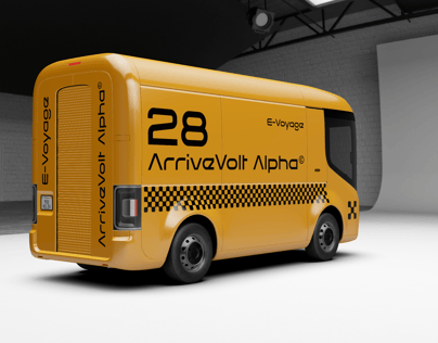 Free Electric Van 3D mockup. Create presentations using Online Mockup Generator