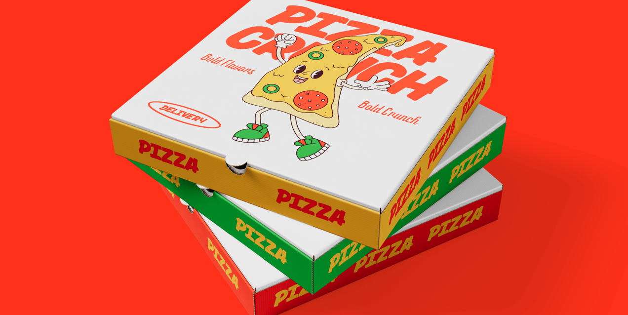Free Pizza Box 3D mockup. Create presentations using Online Mockup Generator.