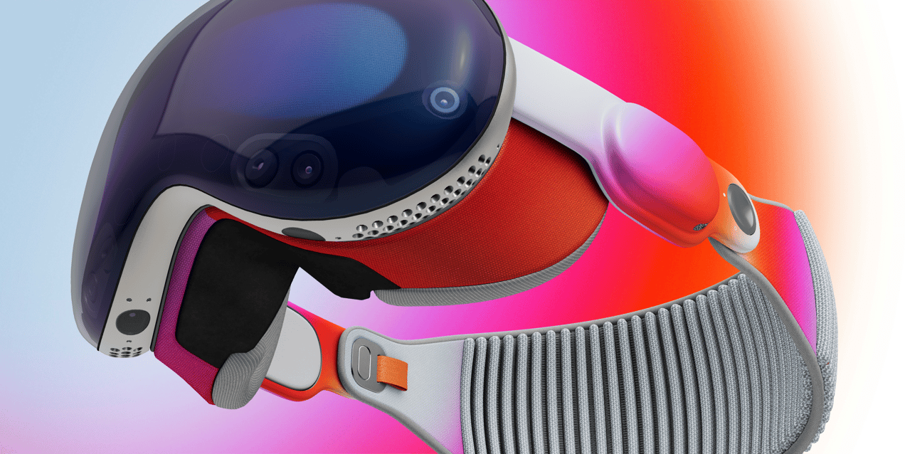 Free Apple Vision Pro AR Headset 3D mockup. Create presentations using Online Mockup Generator.