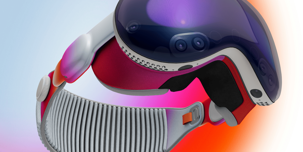 Free Apple Vision Pro AR Headset 3D mockup. Create presentations using Online Mockup Generator.