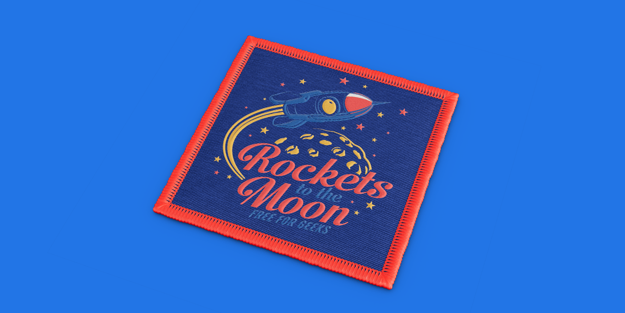 Free Patch 3D mockup. Create presentations using Online Mockup Generator.