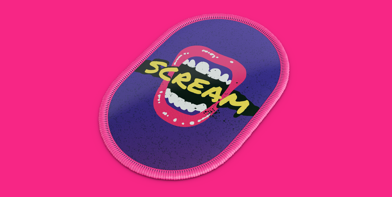 Patch 3D mockup. Create presentations using Online Mockup Generator.