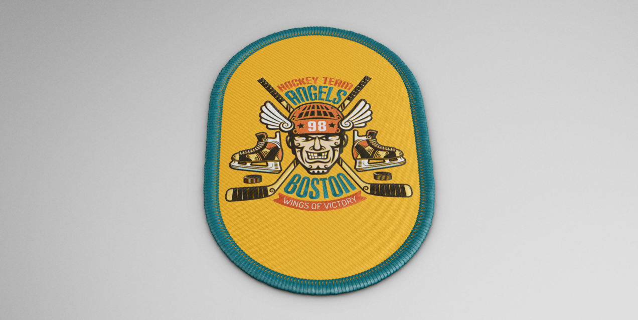Patch 3D mockup. Create presentations using Online Mockup Generator.