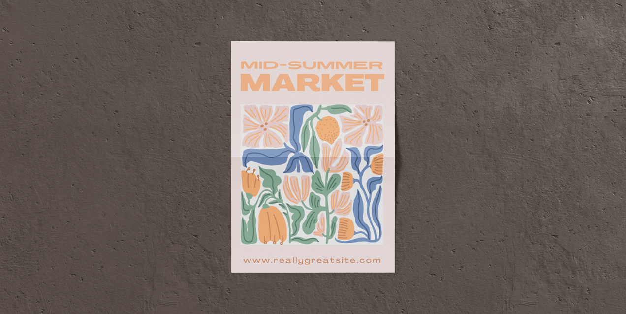 Free Poster 3D mockup. Create presentations using Online Mockup Generator.