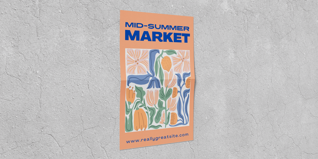 Free Poster 3D mockup. Create presentations using Online Mockup Generator.