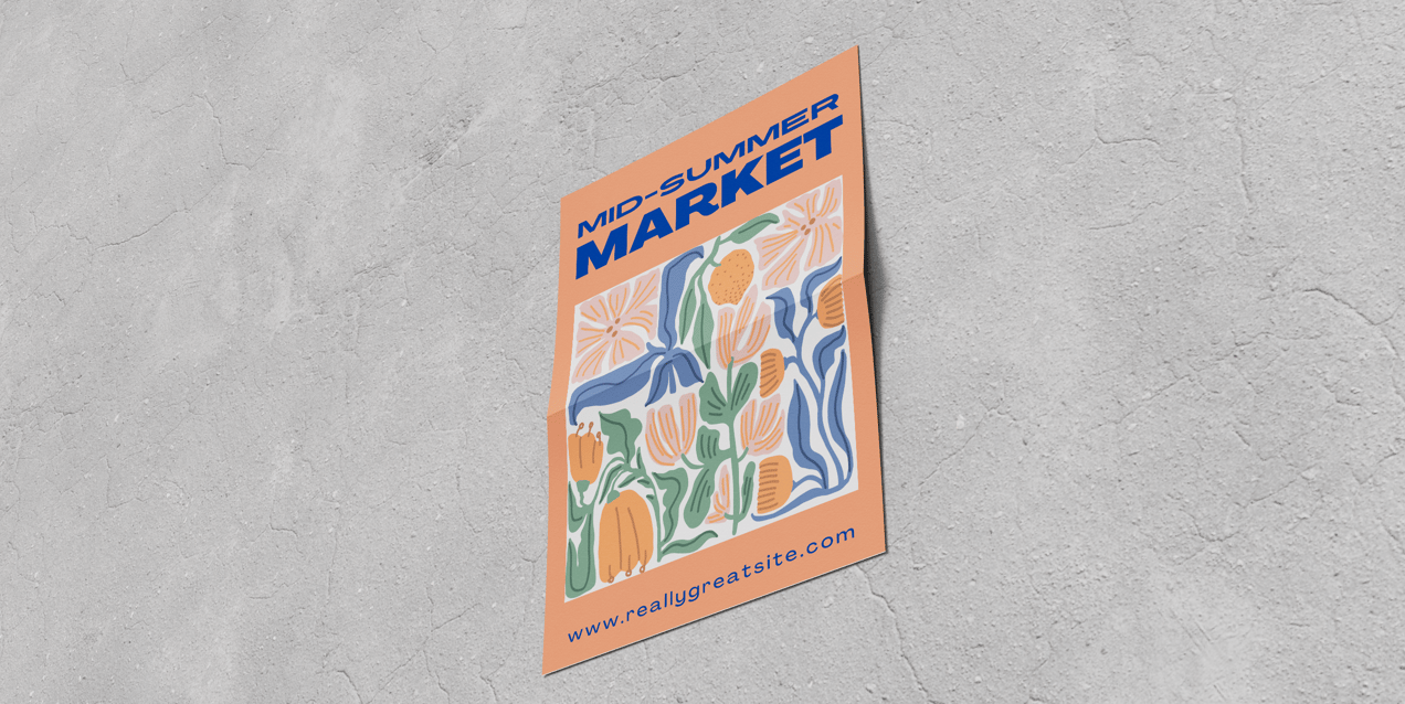 Free Poster 3D mockup. Create presentations using Online Mockup Generator.
