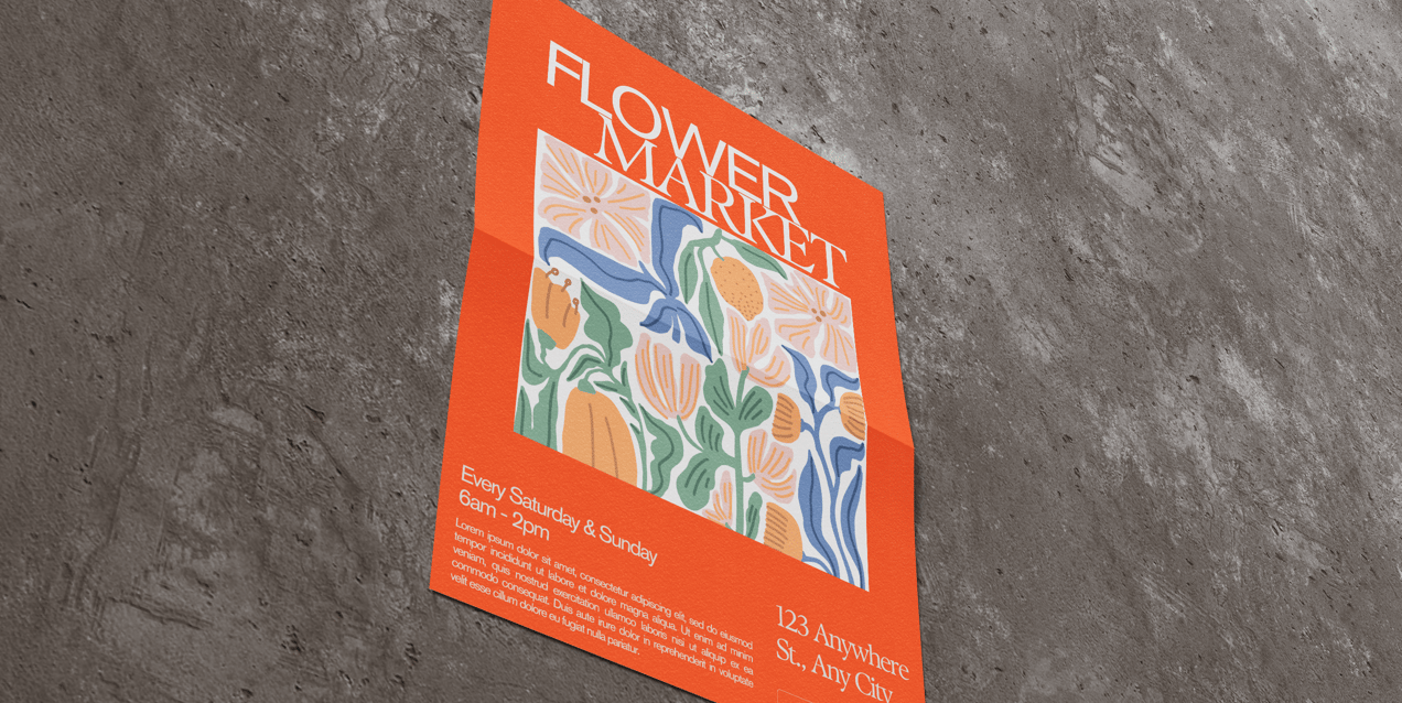 Free Poster 3D mockup. Create presentations using Online Mockup Generator.