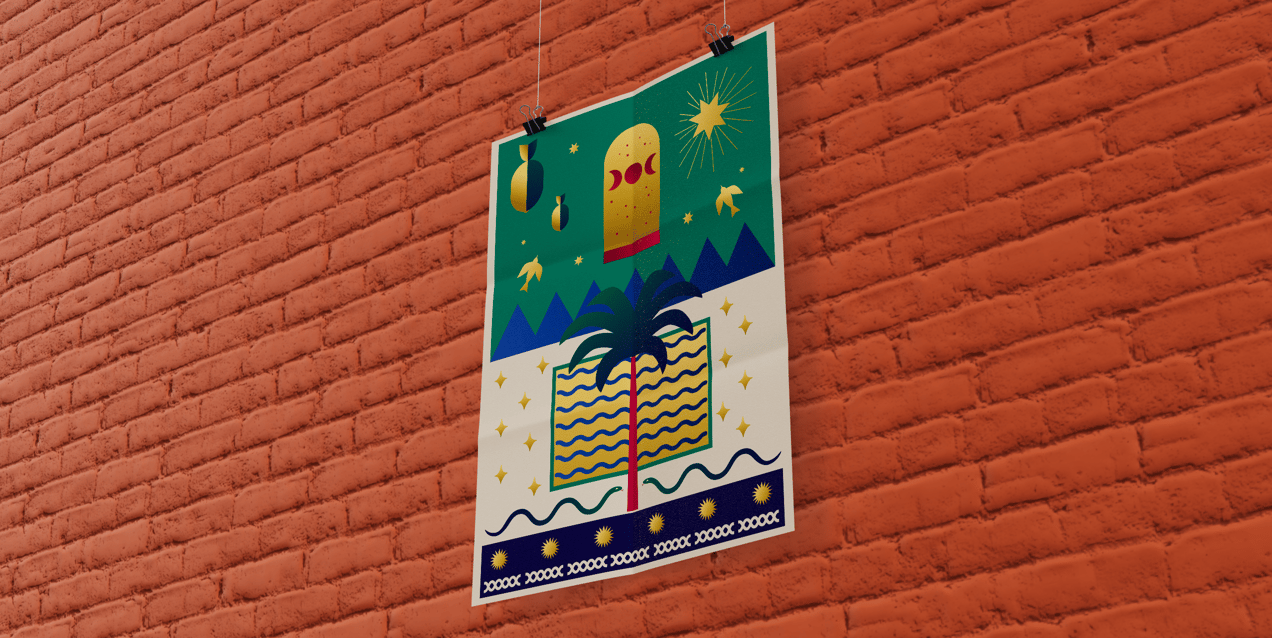 Free Poster 3D mockup. Create presentations using Online Mockup Generator.