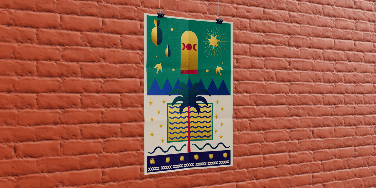 Free Poster 3D mockup. Create presentations using Online Mockup Generator.