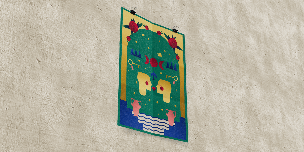 Free Poster 3D mockup. Create presentations using Online Mockup Generator.