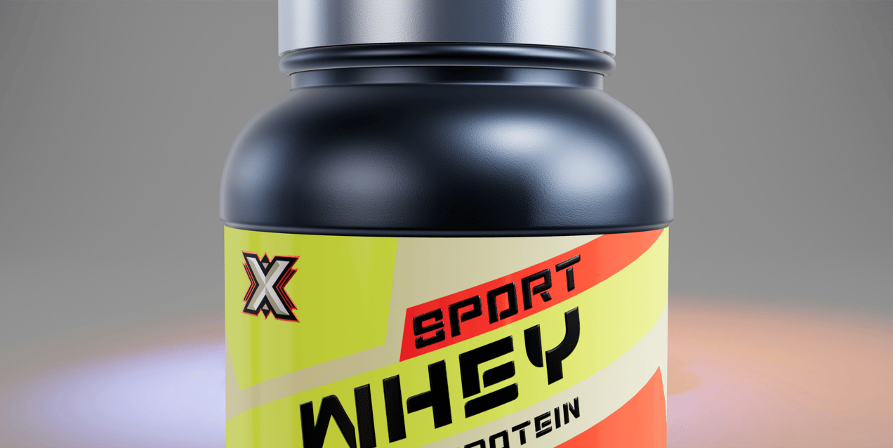 Free Protein Jar 3D mockup. Create presentations using Online Mockup Generator.