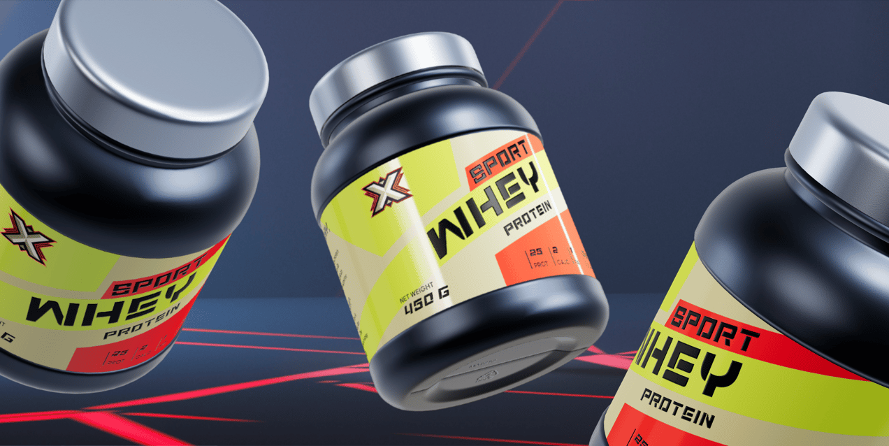 Free Protein Jar 3D mockup. Create presentations using Online Mockup Generator.
