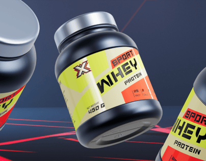 Free Protein Jar 3D mockup. Create presentations using Online Mockup Generator.