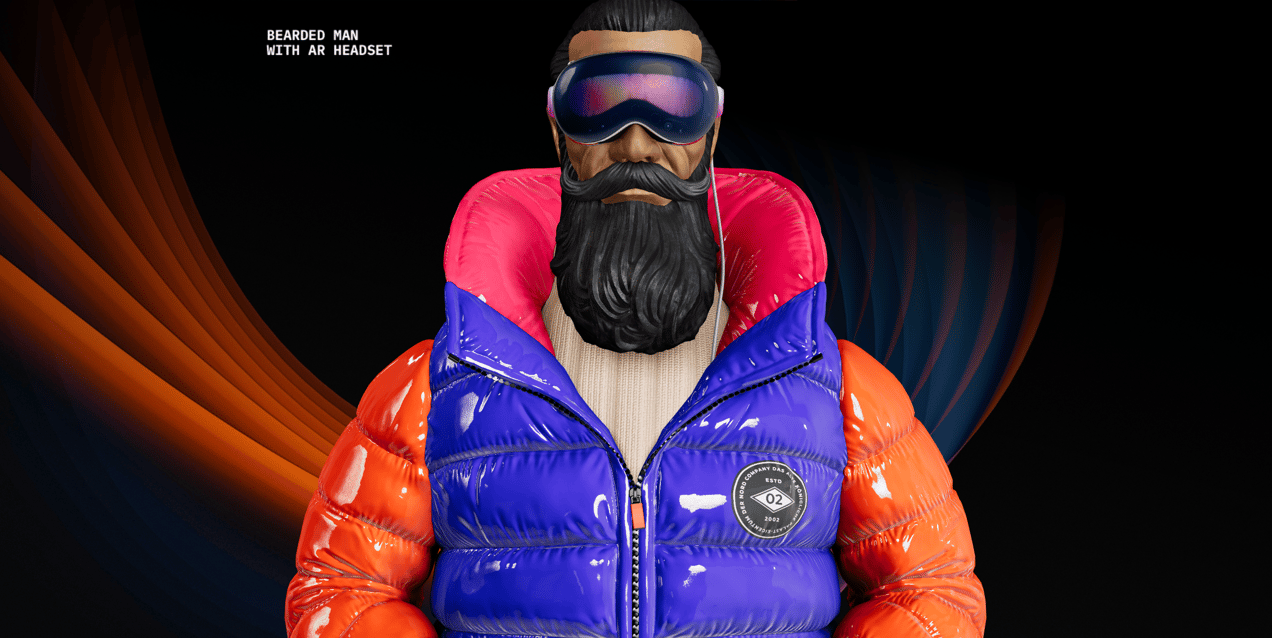 ProVisual — Bearded Man with AR Headset in Jacket Mockup 3D mockup