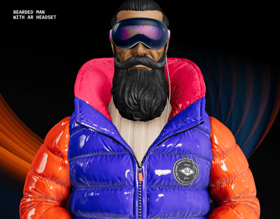 ProVisual — Bearded Man with AR Headset in Jacket Mockup 3D mockup