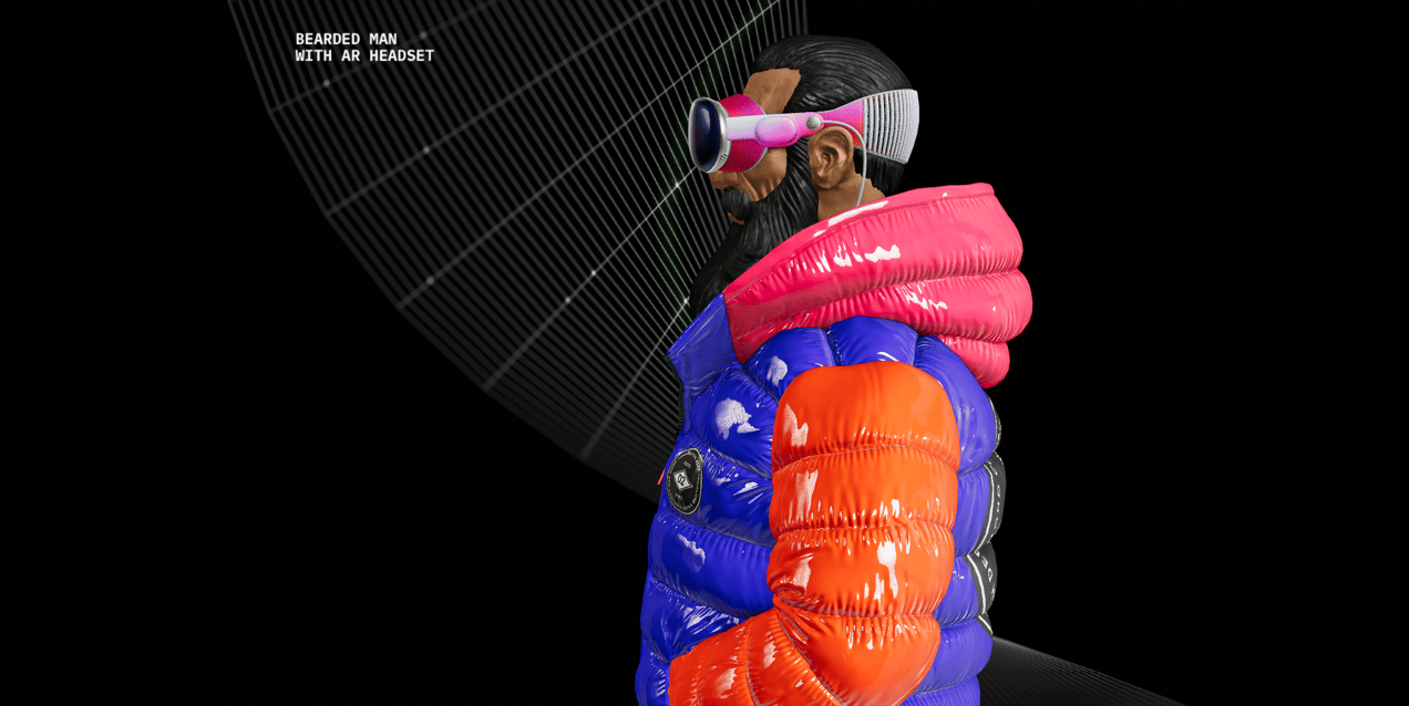 Free Apple Vision Pro AR Headset 3D mockup and Jacket 3D mockup. 2 in 1. Create presentations using Online Mockup Generator.