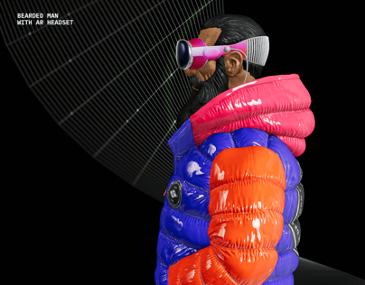 Free Apple Vision Pro AR Headset 3D mockup and Jacket 3D mockup. 2 in 1. Create presentations using Online Mockup Generator.