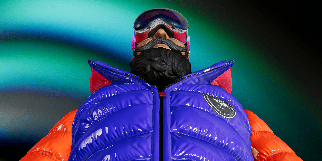 Free Apple Vision Pro AR Headset 3D mockup and Jacket 3D mockup. 2 in 1. Create presentations using Online Mockup Generator.