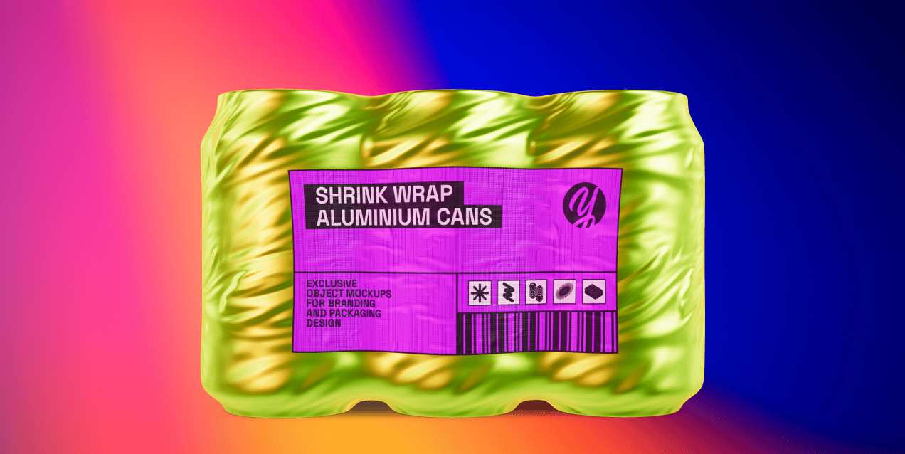 Shrink Wrap 6 Aluminium Cans 3D Mockup, 3D Model. ProVisual.