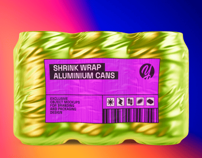 Shrink Wrap 6 Aluminium Cans 3D Mockup, 3D Model. ProVisual.