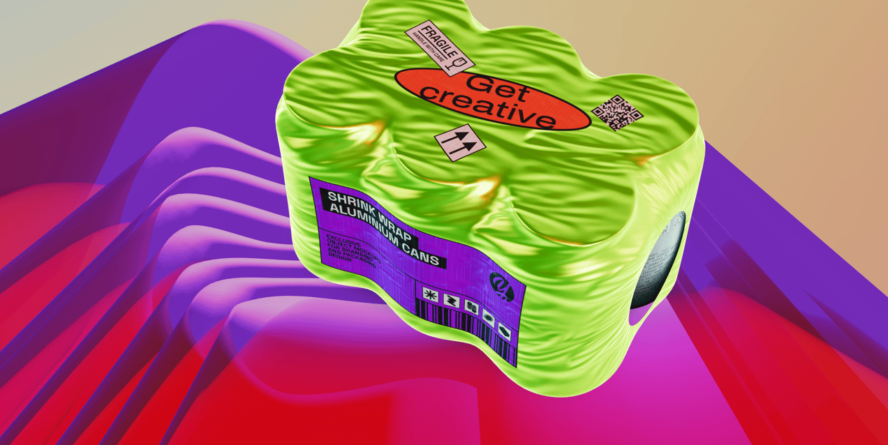 Shrink Wrap 6 Aluminium Cans 3D Mockup, 3D Model. ProVisual.