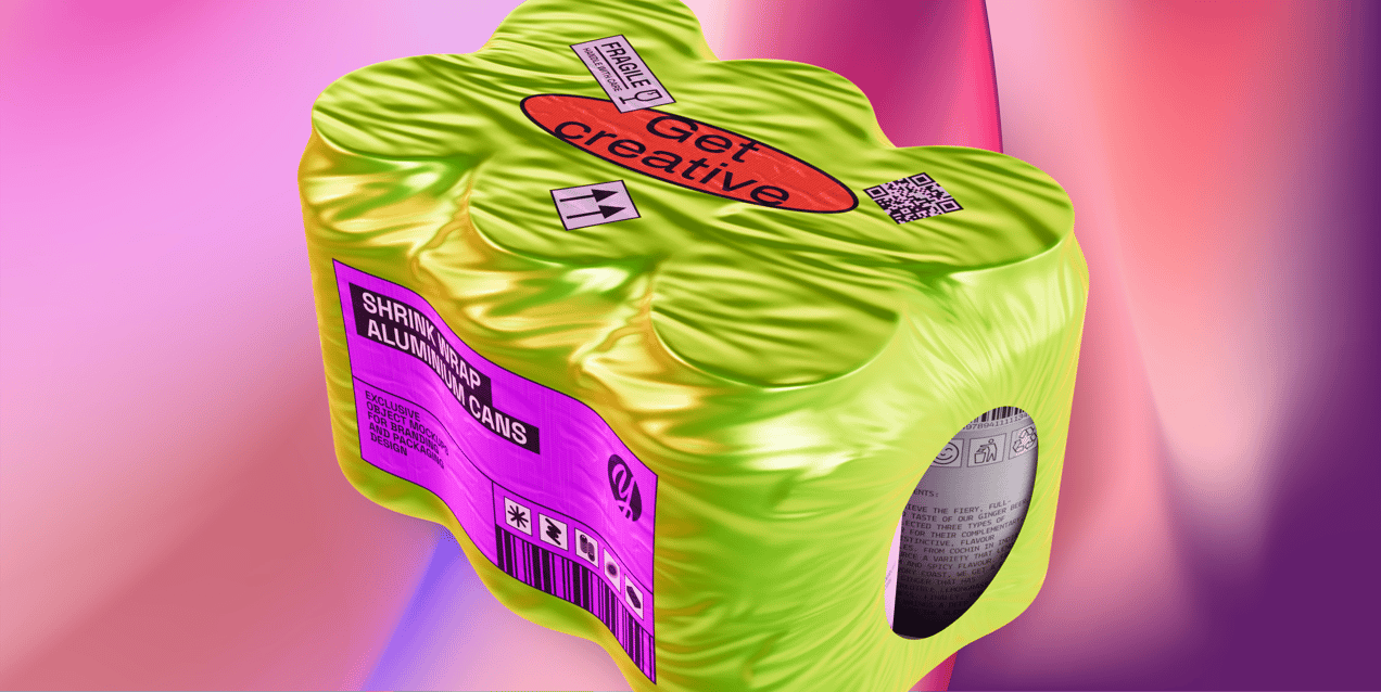 Shrink Wrap 6 Aluminium Cans 3D Mockup, 3D Model. ProVisual.