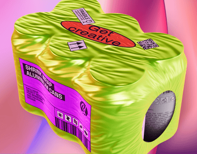 Shrink Wrap 6 Aluminium Cans 3D Mockup, 3D Model. ProVisual.