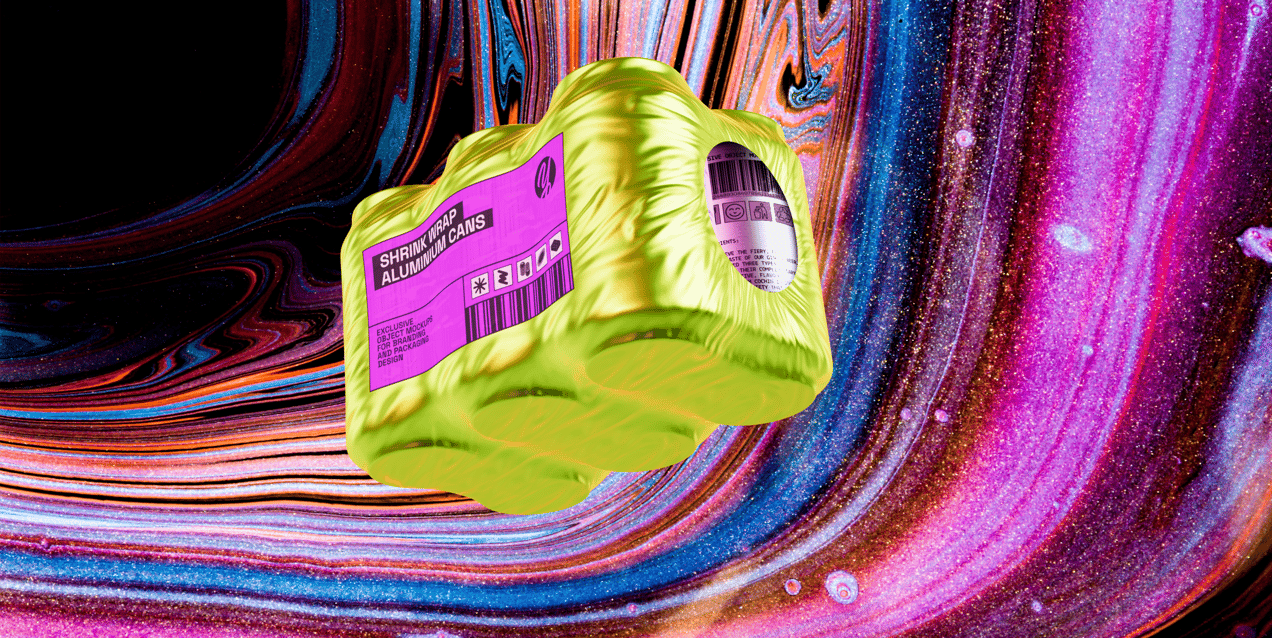 Shrink Wrap 6 Aluminium Cans 3D Mockup, 3D Model. ProVisual.