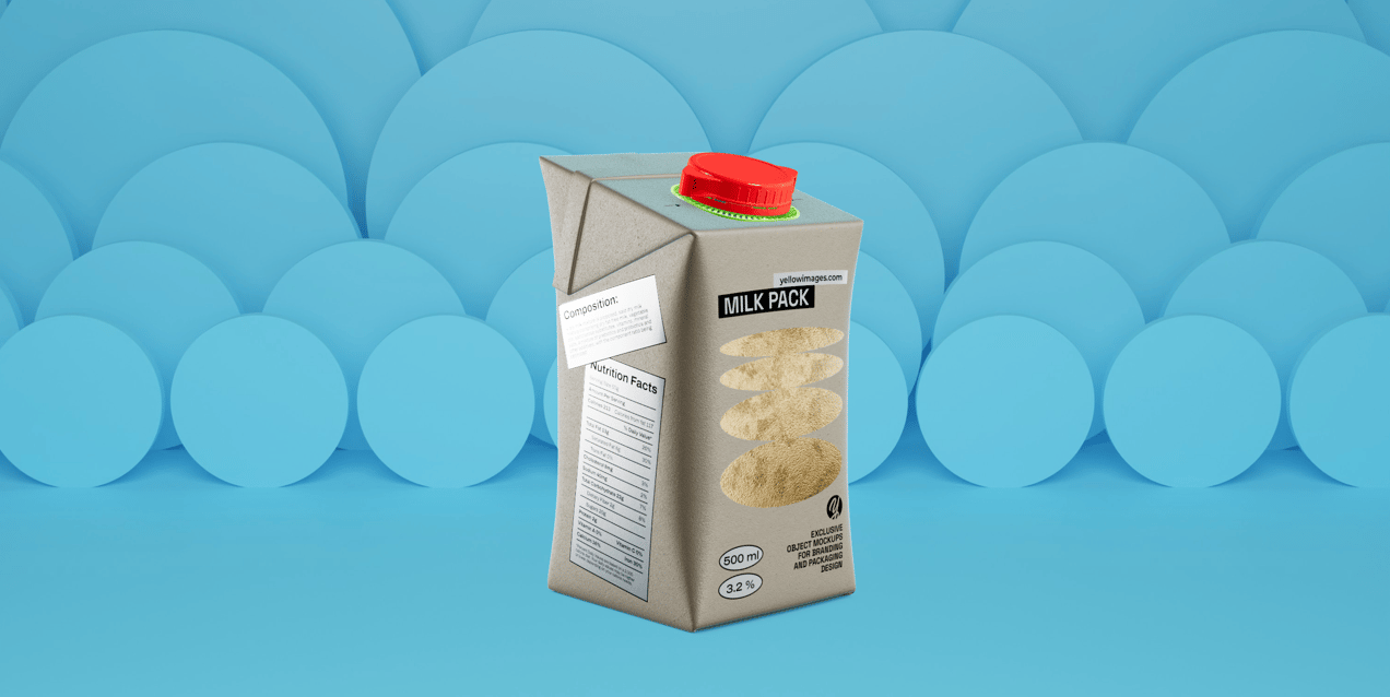 ProVisual —  500ml Milk Pack 3D mockup and 3D model -  try it now and get yours today