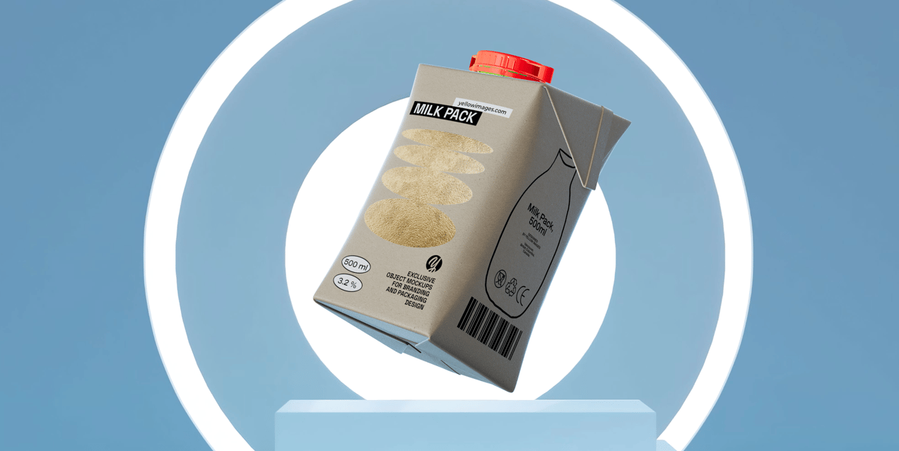 ProVisual —  500ml Milk Pack 3D mockup and 3D model -  try it now and get yours today