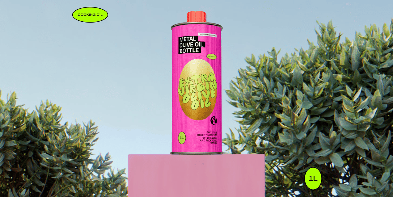 ProVisual — 1L Metal Olive Oil Bottle 3D mockup