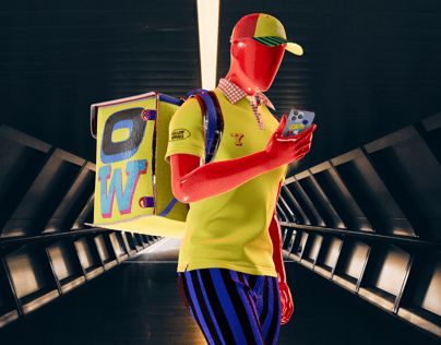 ProVisual —  Summer Delivery Male Character walking with Smartphone 3D mockup and 3D model - create your perfect project online