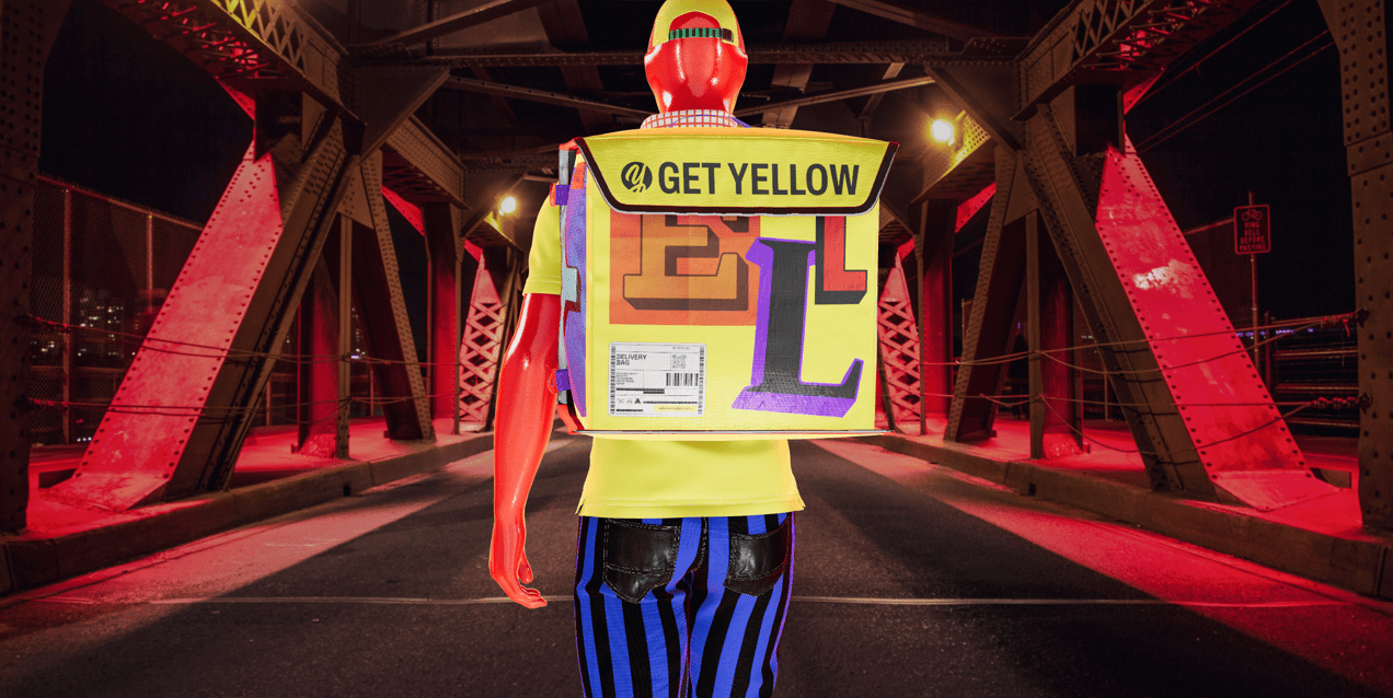 ProVisual — Summer Delivery Male Character walking with Smartphone 3D mockup