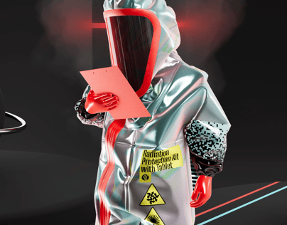 ProVisual —  Character in Radiation Protection Kit with Tablet 3D mockup and 3D model - create your perfect project online